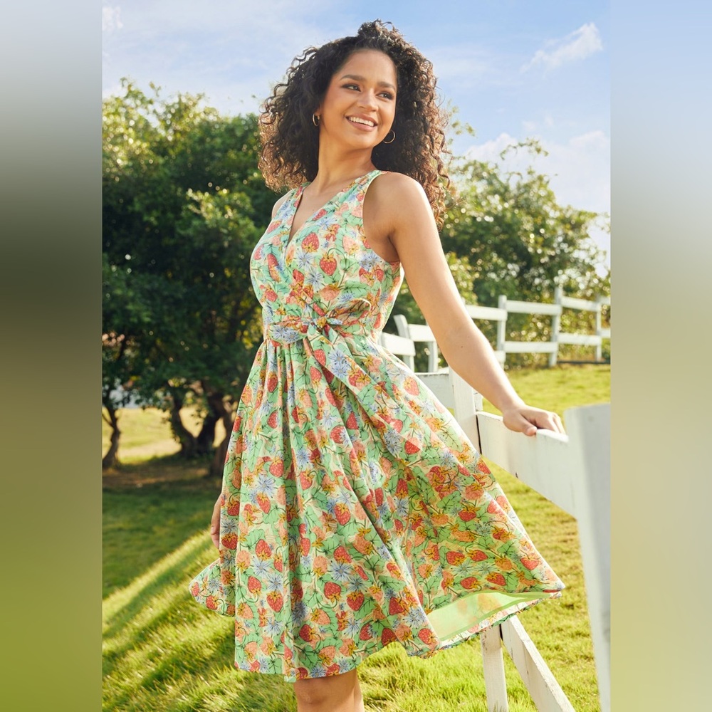 MODCLOTH Vibrant Charm Faux-Wrap Dress in Fruit Punch